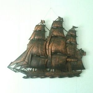 Vintage Tall Sailing Ship Wall Hanging 1962